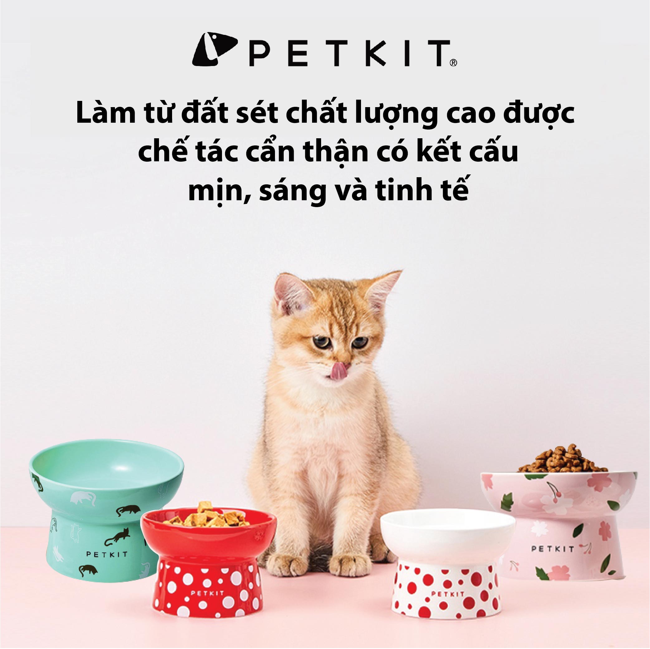 Chén Ăn, Bát Ăn Cho Chó Mèo Chống Gù Làm Từ Gốm Sứ Cao Cấp Ceramic Petkit Cera Spot