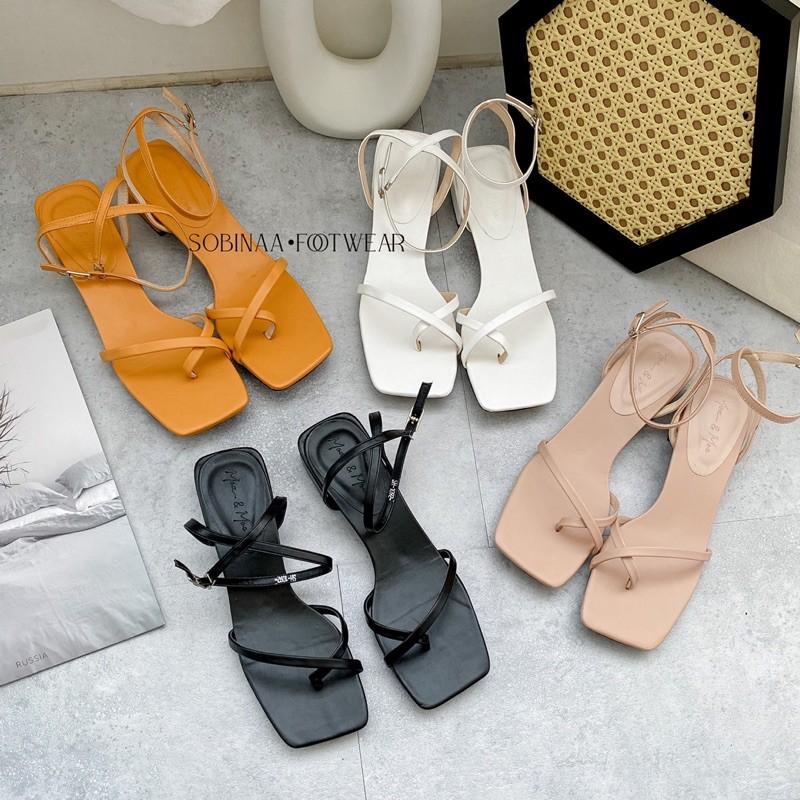 Sandal quai mảnh xỏ ngón cao 2cm