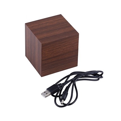 Đồng hồ LED để bàn hình hộp gỗ - Nhiệt kế - Báo thức - Cảm ứng âm thanh