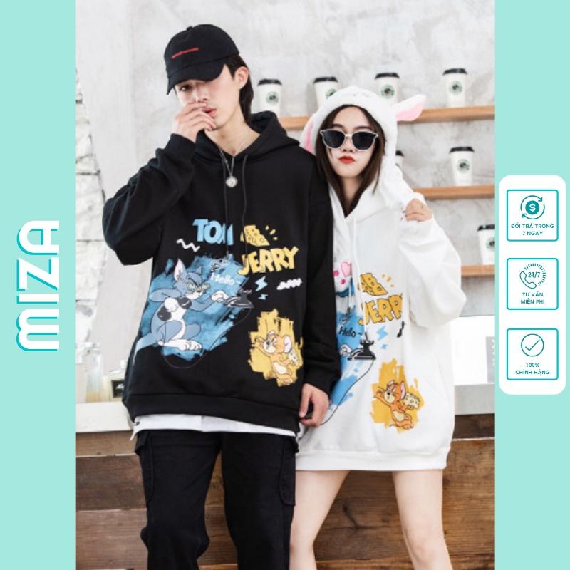 Áo hoodie nữ nam unisex cặp đôi local brand nỉ ngoại cao cấp da cá form rộng có mũ ulzzang hàn quốc cute zip TOM & JERRY