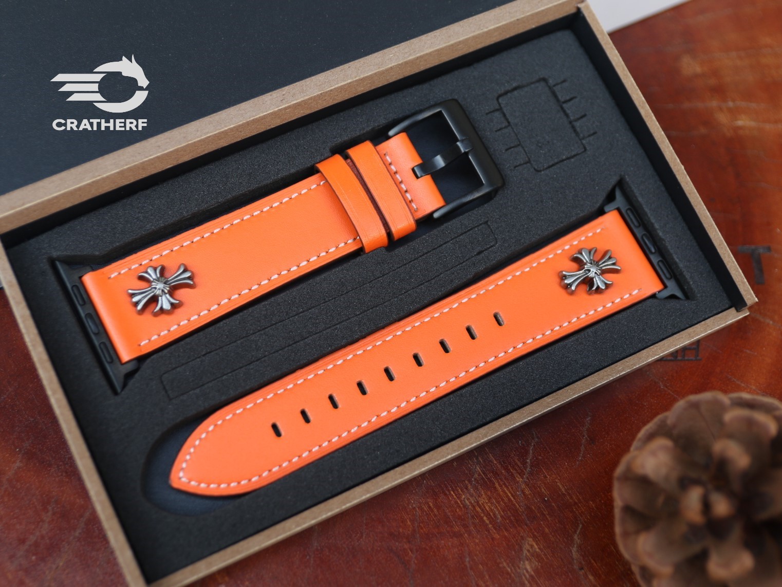 Dây da cho đồng hồ AW Da Bò Pullup - Rivet độc lạ phong cách Khóa Thép 316L Dành cho các đời AW- Hàng Chính Hãng