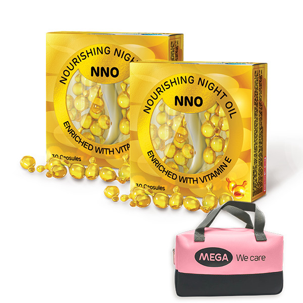 Bộ sản phẩm 2 hộp NNO - dầu dưỡng ẩm cung cấp Vitamin E và dầu Jojoba (02 hộp * 30 viên + Tặng 01 túi đựng, KT 20*15*10cm)