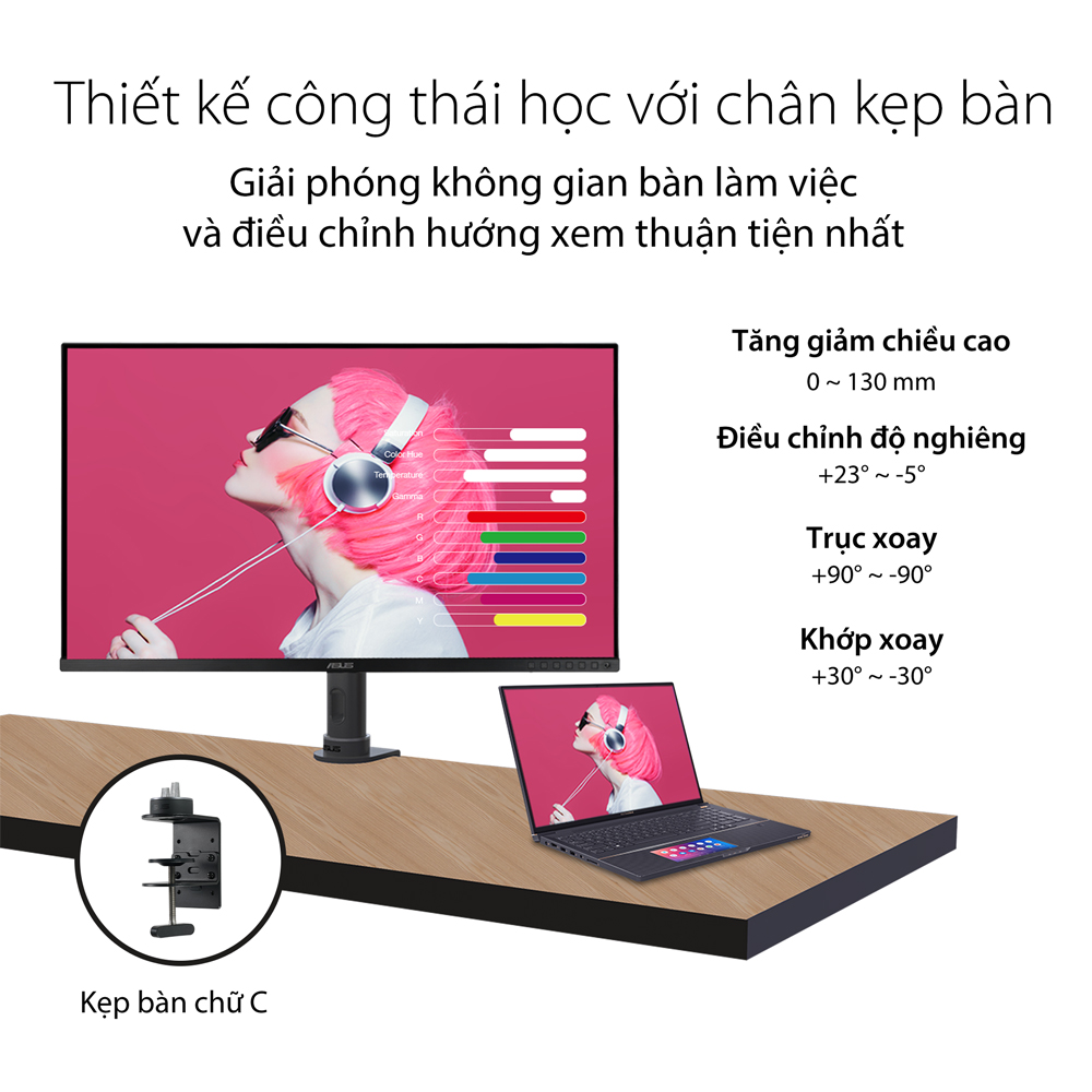 Màn Hình Chuyên Đồ Họa ASUS ProArt PA328QV 31.5&quot; 2K IPS (100% sRGB, 100% Rec.709, Color Accuracy ΔE &amp;lt; 2, Chứng nhận Calman, 75Hz, HDR, Loa) - Hàng Chính Hãng