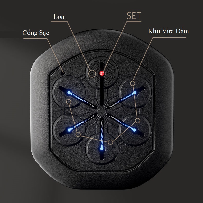 Máy đấm bốc theo nhạc treo tường thông minh có bluetooth - Thiết bị đấm bốc gắn tường đa năng Tặng Găng Tay