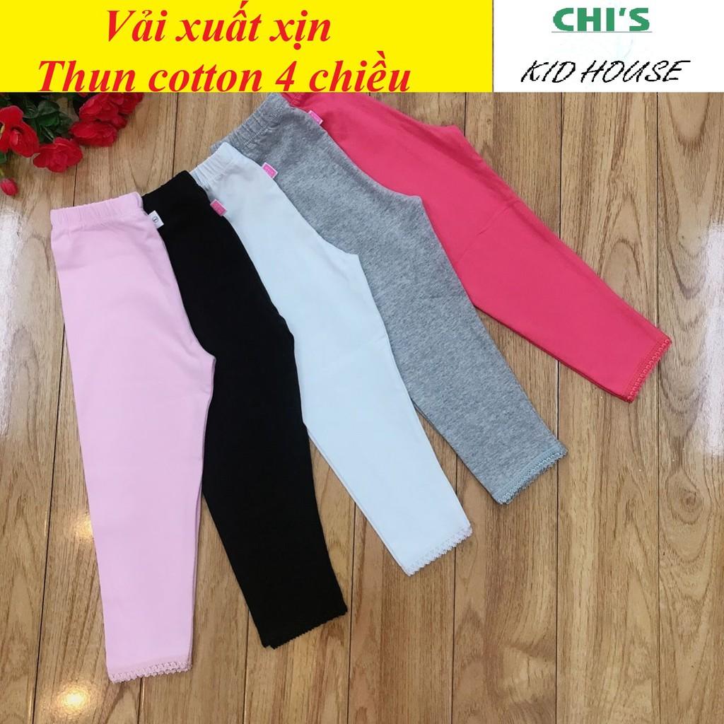 (VẢI XUẤT XỊN) SET 5 QUẦN LEGGING TRƠN/QUẦN TRƠN THUN COTTON 4 CHIỀU CHO BÉ GÁI 9-41KG