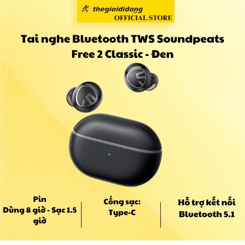 Tai nghe Bluetooth TWS Soundpeats Free 2 Classic - Đen - Hàng Chính Hãng