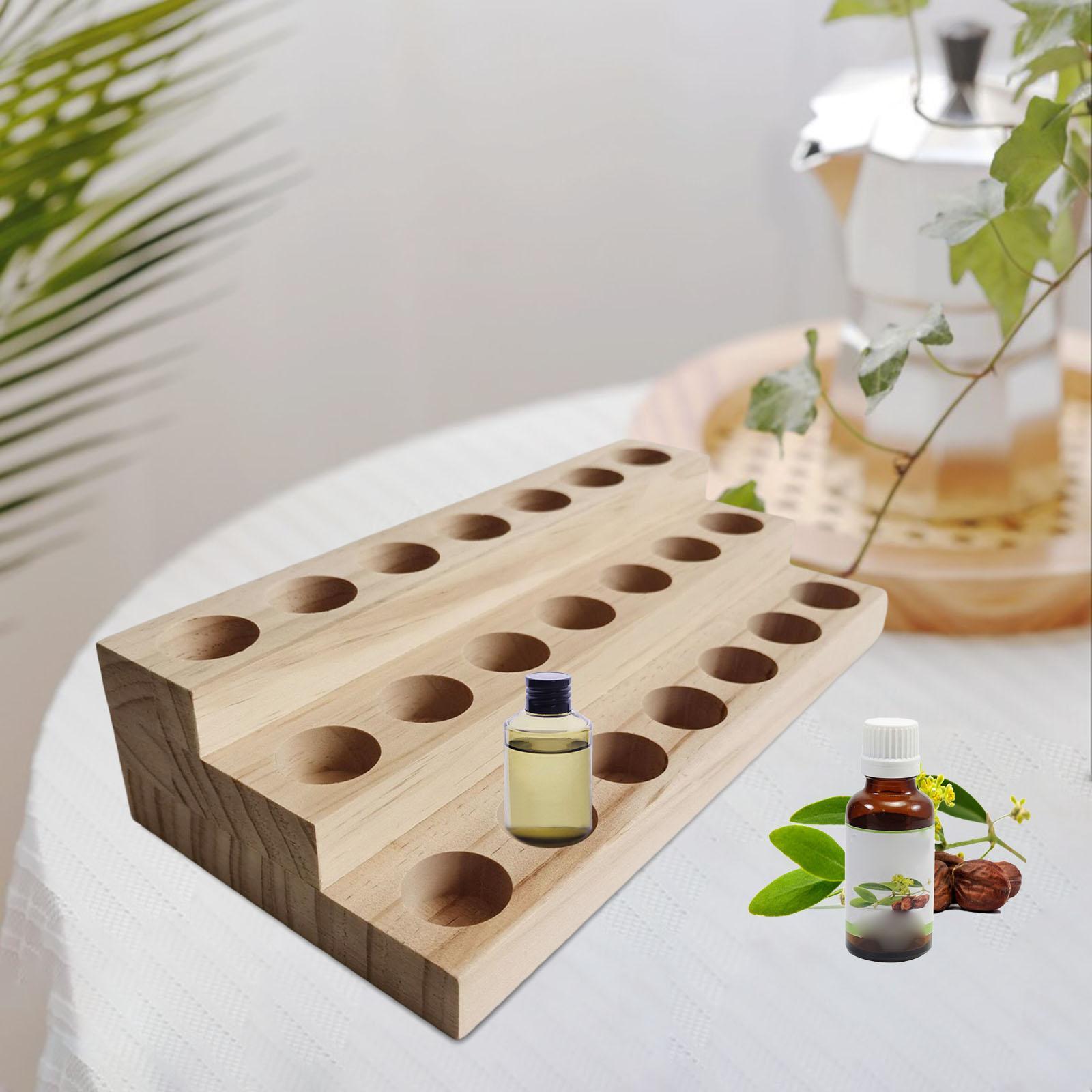 21 Slots Wooden Essential Oil Storage Rack 3 Tier Tray Case Container Display Holder for 10ml Bottles Nail Tabletop Cosmetics Store