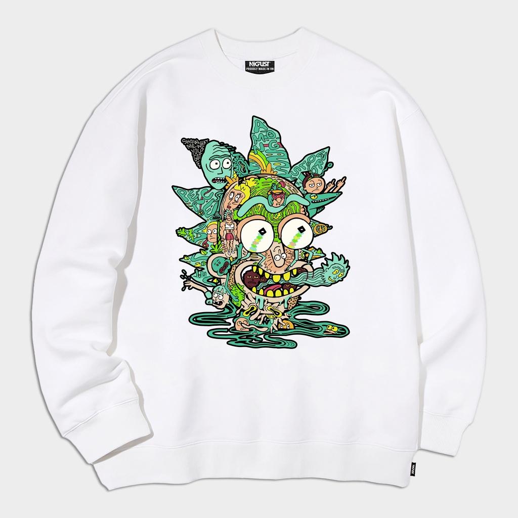Áo sweater nam nữ local brand NIGUST Peace Among Worlds N108 chất liệu nỉ da cá form rộng màu đen trắng Fullbox