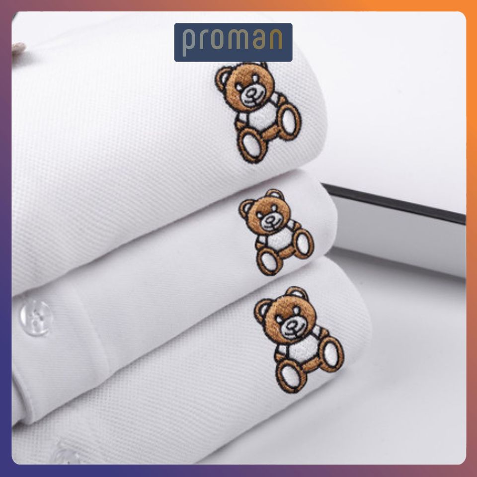 Áo polo nam in hình gấu, áo polo nam chất cotton co dãn thoáng mát GA01 - PROMAN