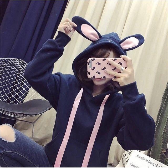 Áo hoodies form to y hình chất nỉ , có mũ con thỏ cực xinh xắn THỜI TRANG GU FASHION