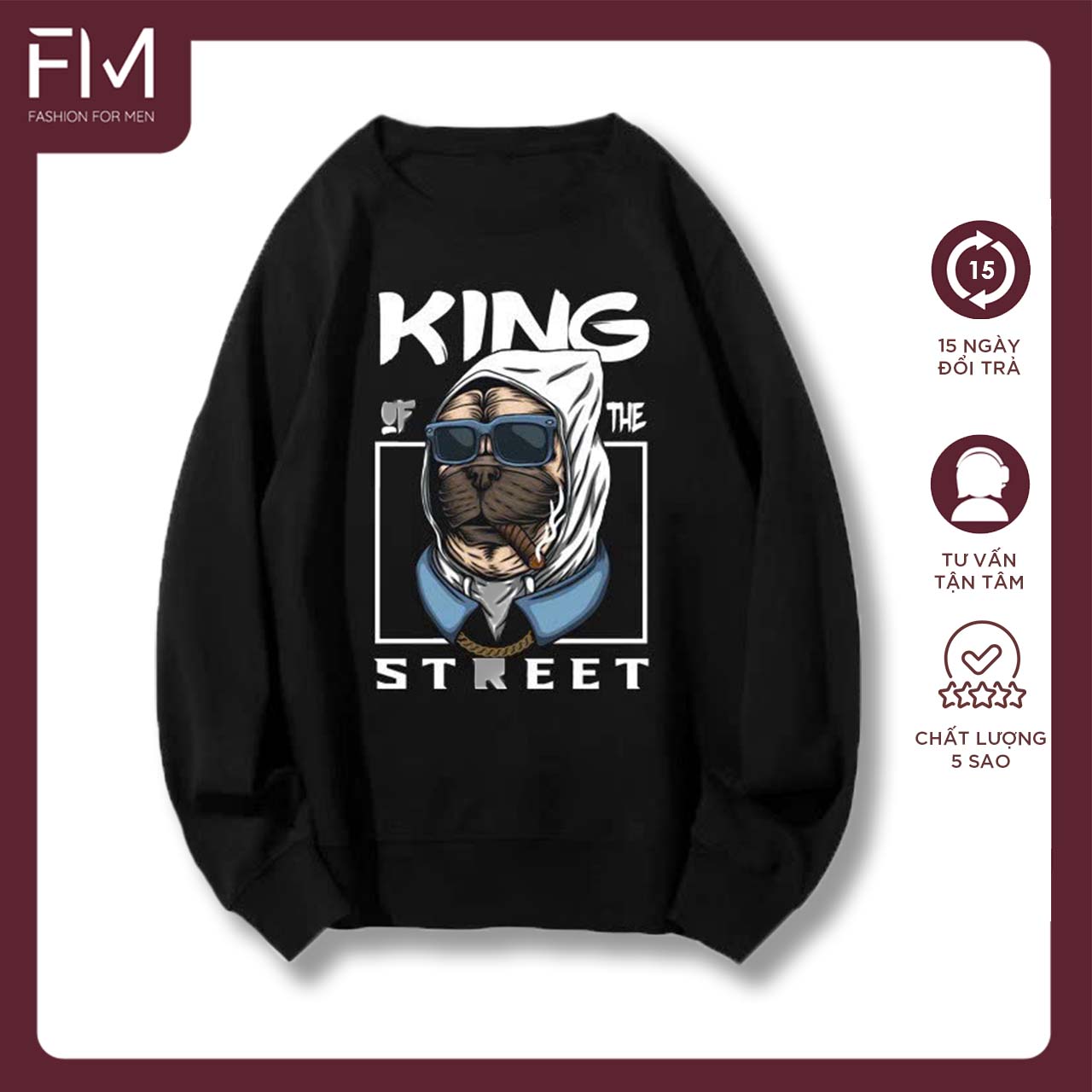 Áo sweater Unisex in King of the street, chất thun nỉ mềm mịn - FORMEN SHOP - FMKS002