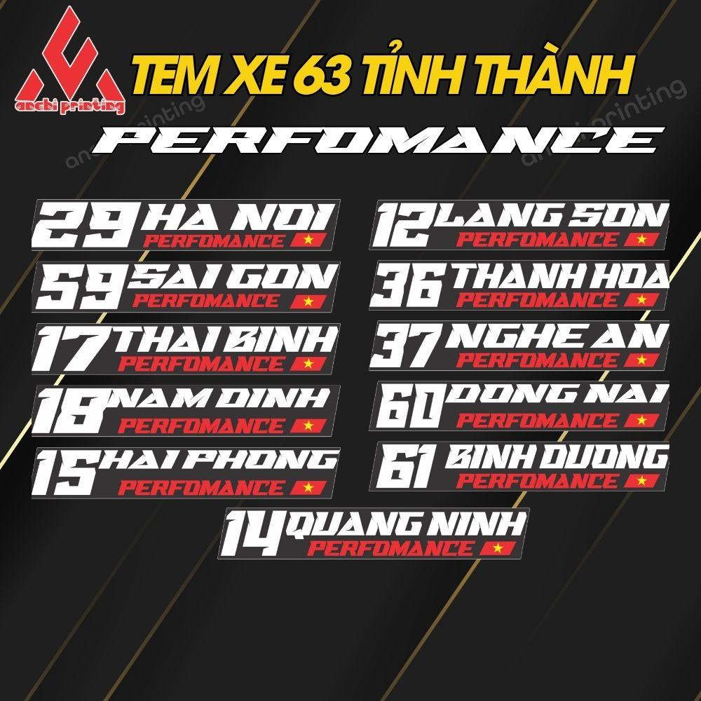 Tem dán xe, sticker dán xe 63 tỉnh thành Việt Nam siêu Hot, Decal cao cấp, bền màu, cắt sẵn - ANCHI PRINTING