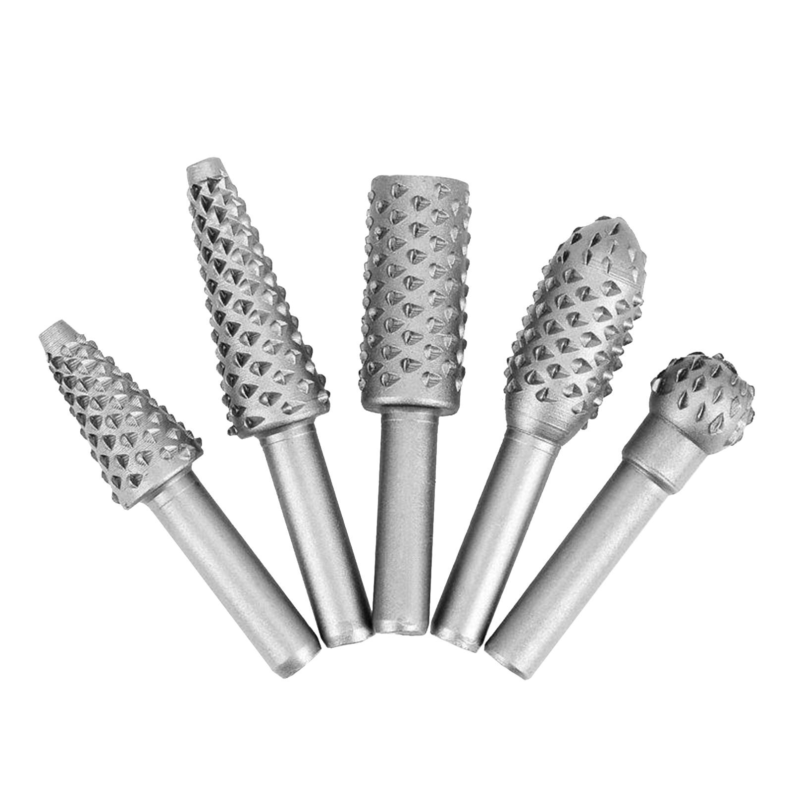 5 CÁI Rotary Burr Rasp Gỗ Nhựa Khắc File Chế biến gỗ Mũi khoan Chuôi tròn 1/4 inch Đục Đục nổi Deburring Đánh bóng Đầu mài cho Thợ mộc