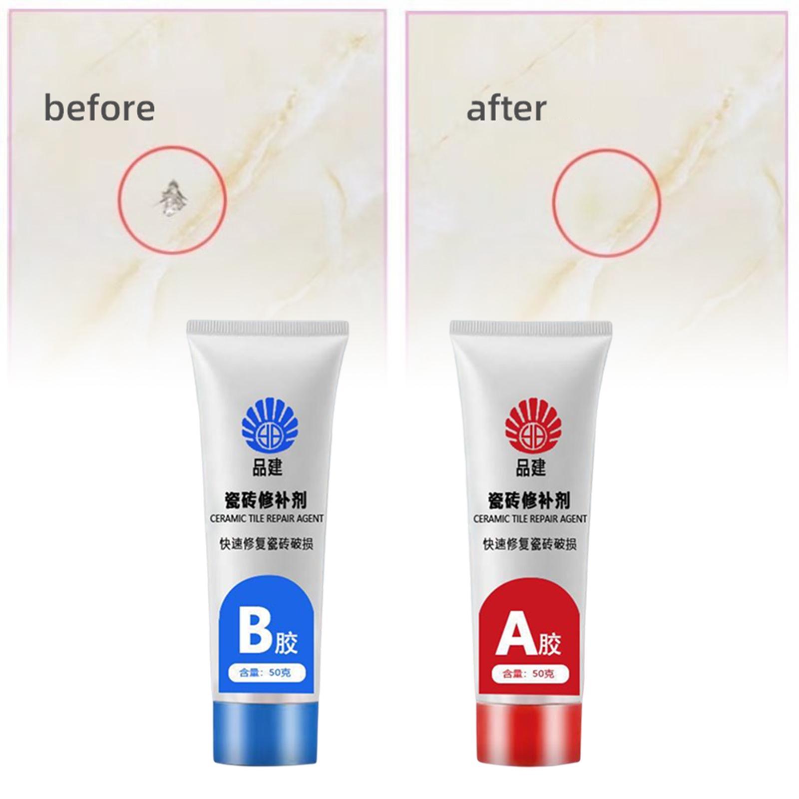 2x Tile Repair Agent Tub Repair Fix Hole Ceramic Repair Paste for Bathtub Toilet Shower