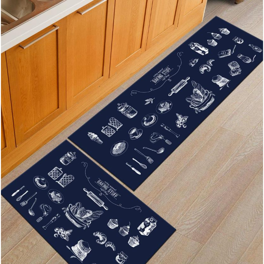 Bộ 2 thảm bếp nhà bếp 40X60 + 40X120 cm cao cấp chống trượt