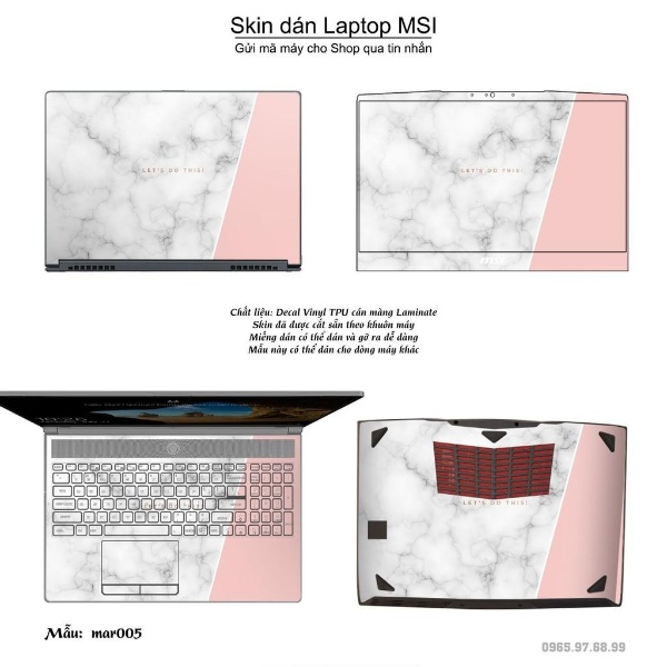 Skin dán Laptop MSI in hình vân Marble (inbox mã máy cho Shop)