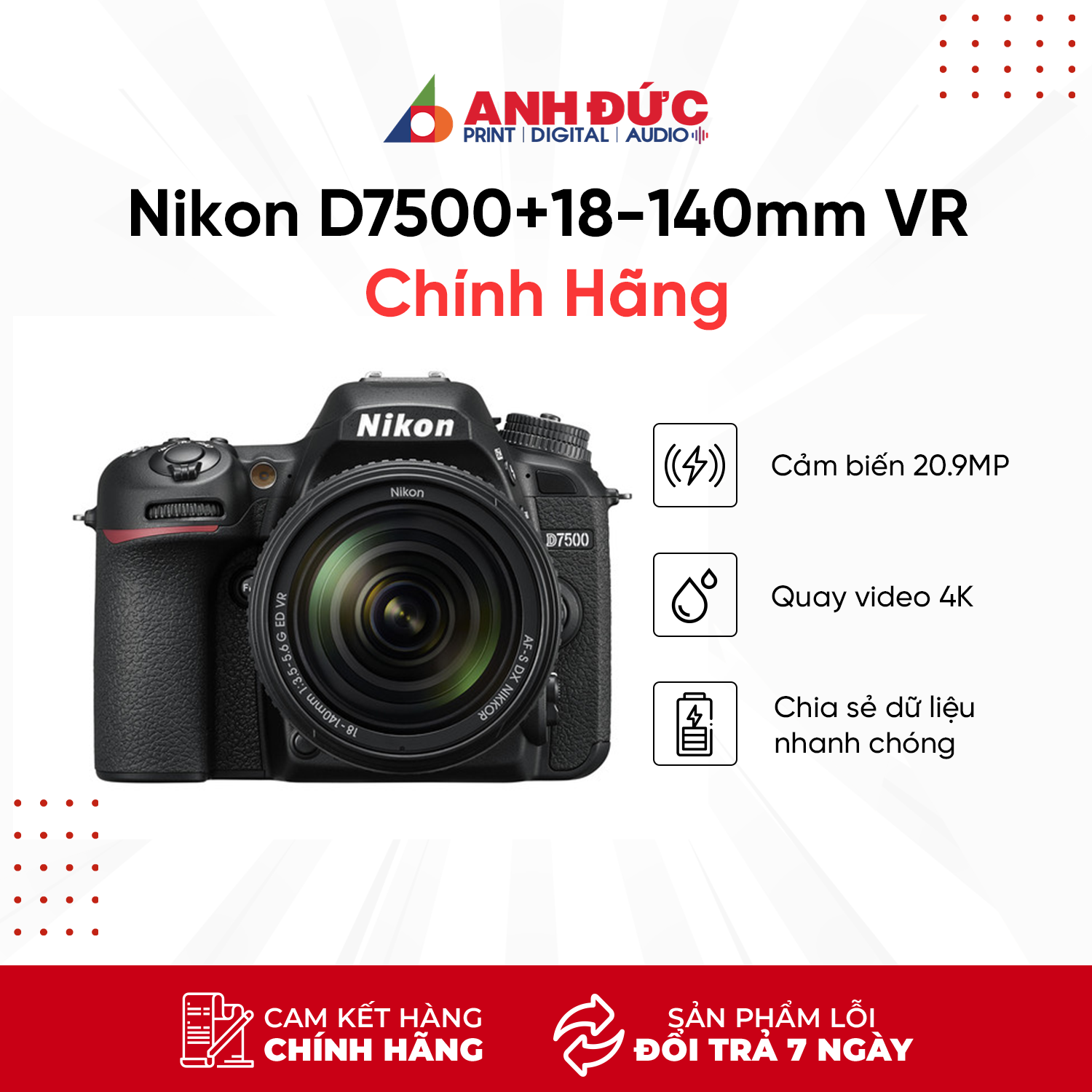 Máy Ảnh Nikon D7500 + Kit 18-140mm VR - Hàng Chính Hãng VIC