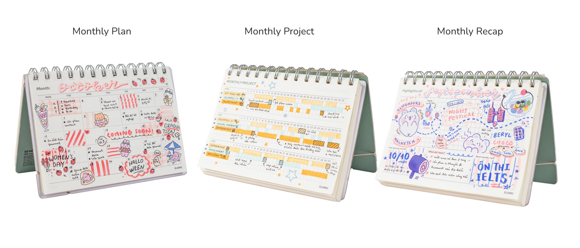 Sổ kế hoạch lò xo kép Standing Planner B6 160 trang 100/76; MS: 945 -  mẫu mới