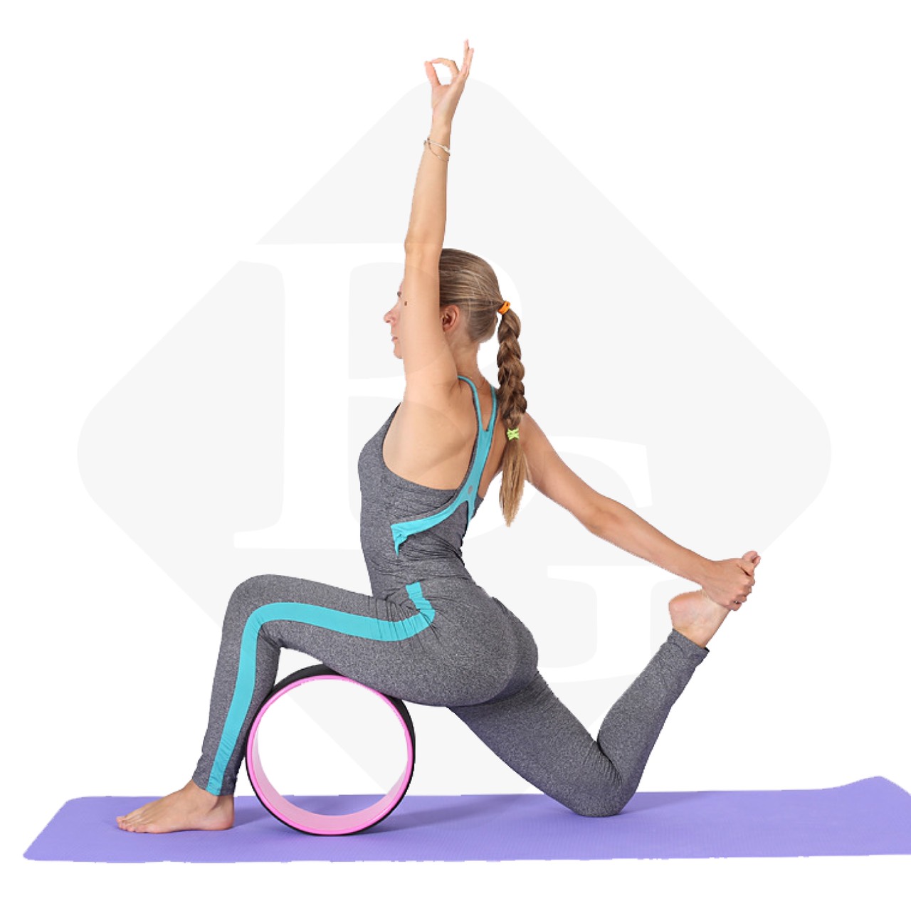 BG Vòng Tập Yoga BLUE PINK, Vòng Yoga Pilates Nhựa ABS 33cm Tập Lưng Cao Cấp Chính Hãng Yoga Wheel (hàng nhập khẩu)