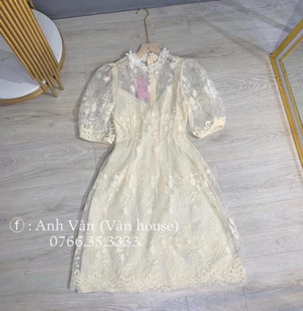 Váy ren phối lưới tiểu thư