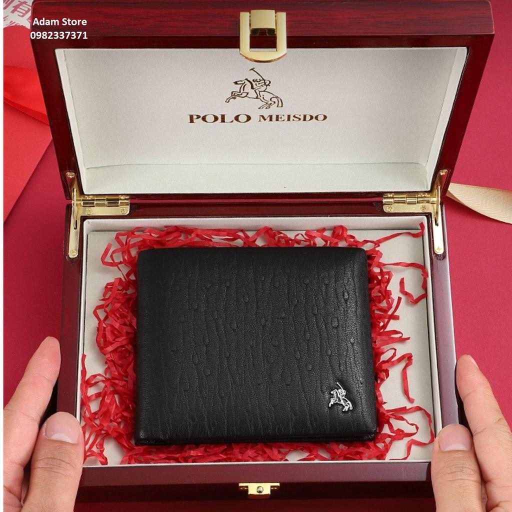 Ví Da Bò Nam Cao Cấp POLO MEISDO Full Hộp Phù Hợp Làm Quà Biếu Tặng Sinh Nhật PL39