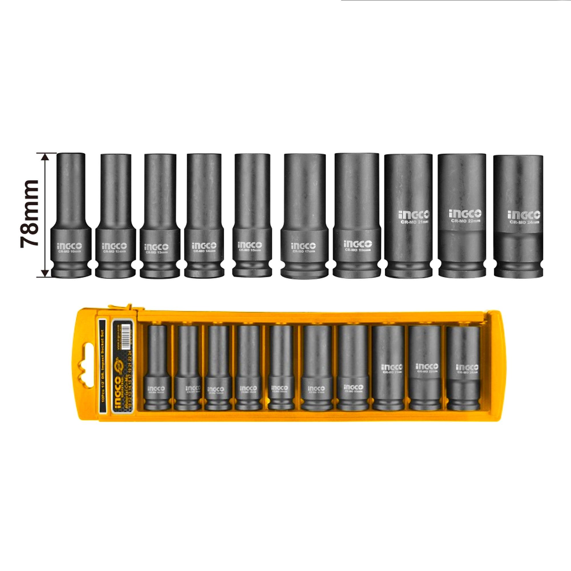 BỘ 10 ĐẦU TUÝP DÀI INGCO HKISSD12102L - HÀNG CHÍNH HÃNG