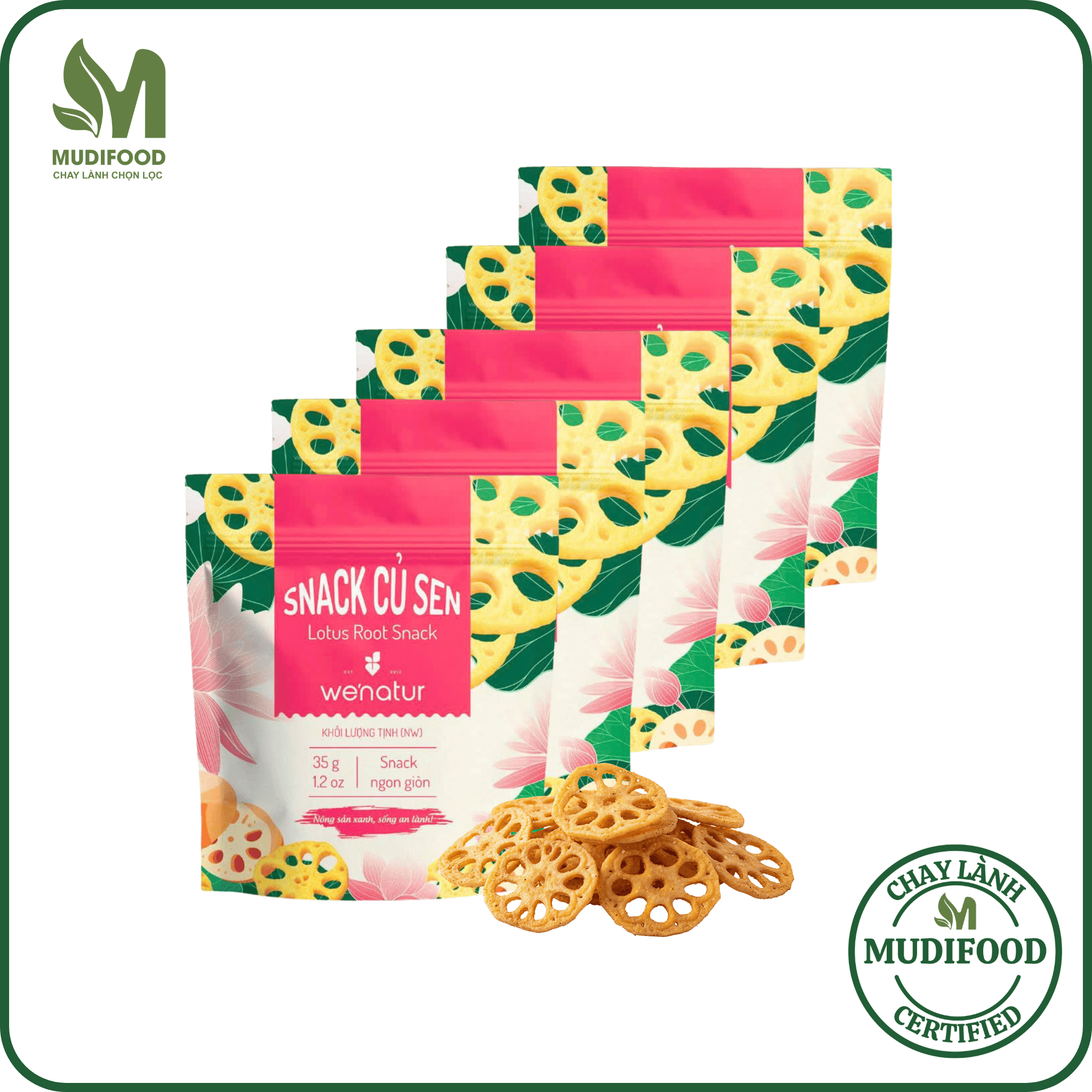 Combo Snack Củ Sen We'natur (Mỗi Gói 35g) - Dinh Dưỡng Ăn Chay, Ăn Vặt, Healthy, Thưởng Trà Trái Cây