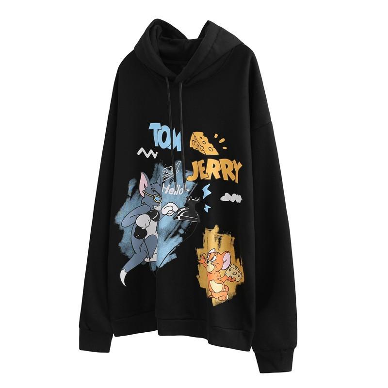 Áo hoodie sweater Tom and Jerry nỉ bông cotton hình in sắc nét form rộng unisex - Hany Shop