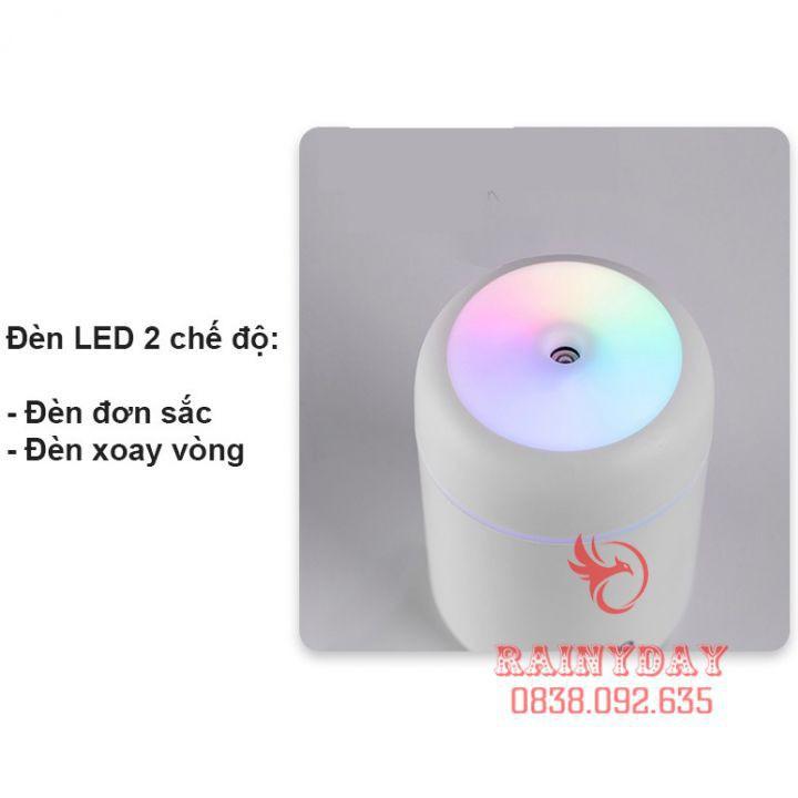 Máy Phun Sương - Loại 1 Tạo Độ Ẩm Không Khí Mini Humidifier Cho Xe Hơi ô tô Để Phòng usb Có Đèn Led 300ml