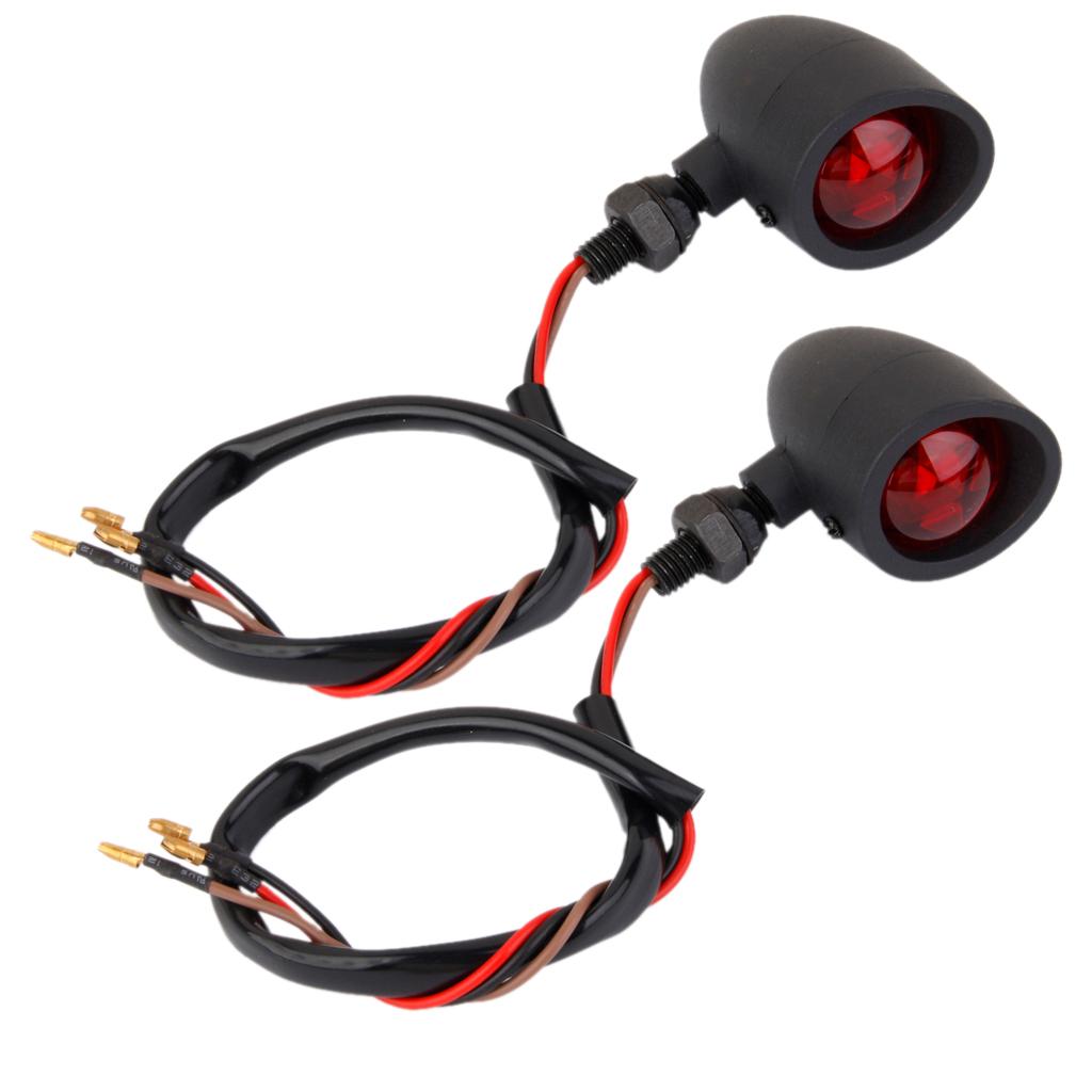 2x Motorcycle Turn Signals Mini   Blinker Red Indicator Lights Lamp