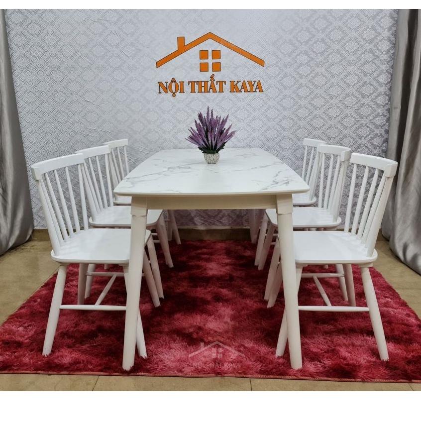 Bộ bàn ăn mặt đá 6 ghế Sunny