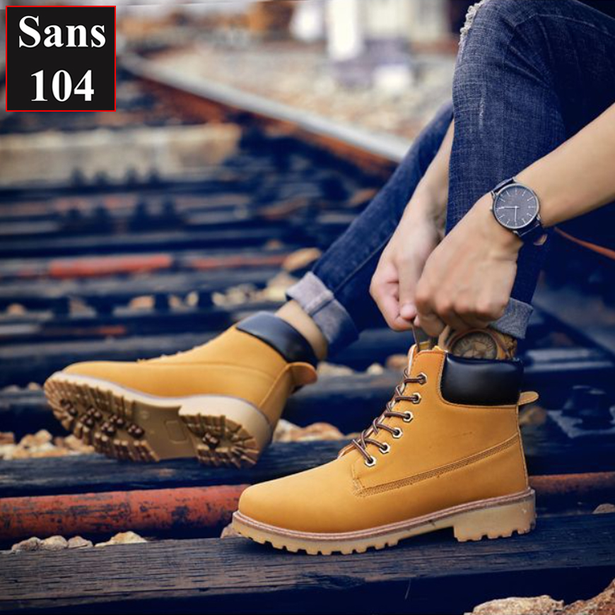 Boot nam martin Sans104 giầy cao cổ boost vàng đen nâu bigsize to 43 44 45 46 độn đế 6cm big size đẹp hàn quốc cao cấp