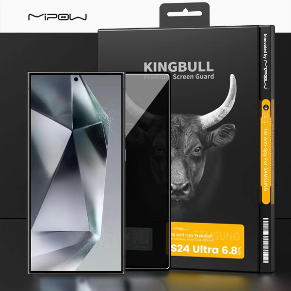 Kính Cường Lực Chống Nhìn Trộm Mipow Kingbull Anti-Spy Dành Cho Samsung Galaxy S24 Ultra_Hàng chính hãng