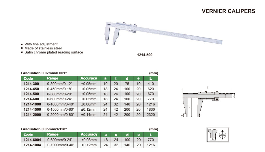 Thước cặp cơ khí, Model: 1214-300 , HSX Insize