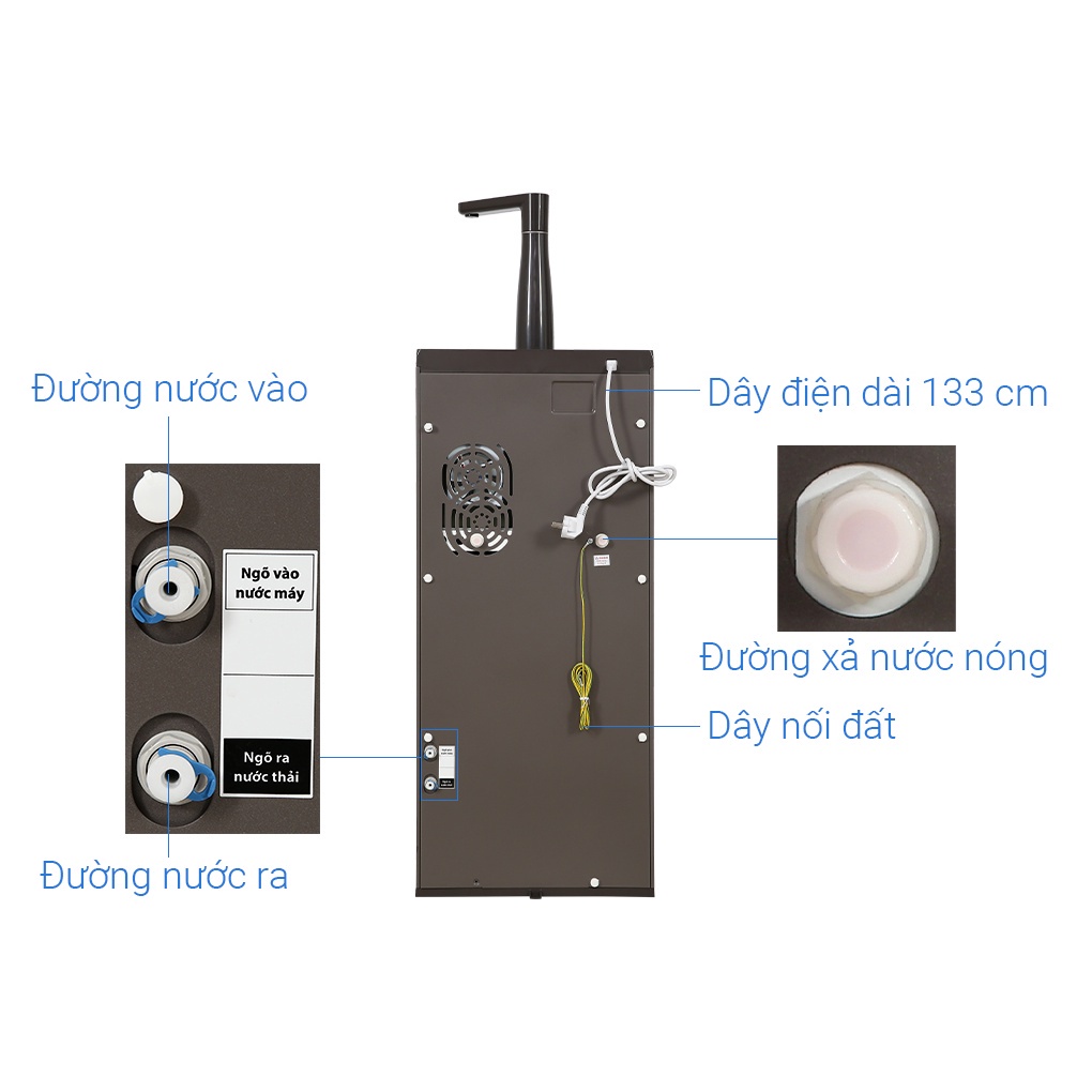 Máy lọc nước nóng lạnh RO Toshiba TWP-W1905SV - Đèn cảnh báo thay lõi lọc - Điều khiển máy bằng điện thoại - Hàng chính hãng