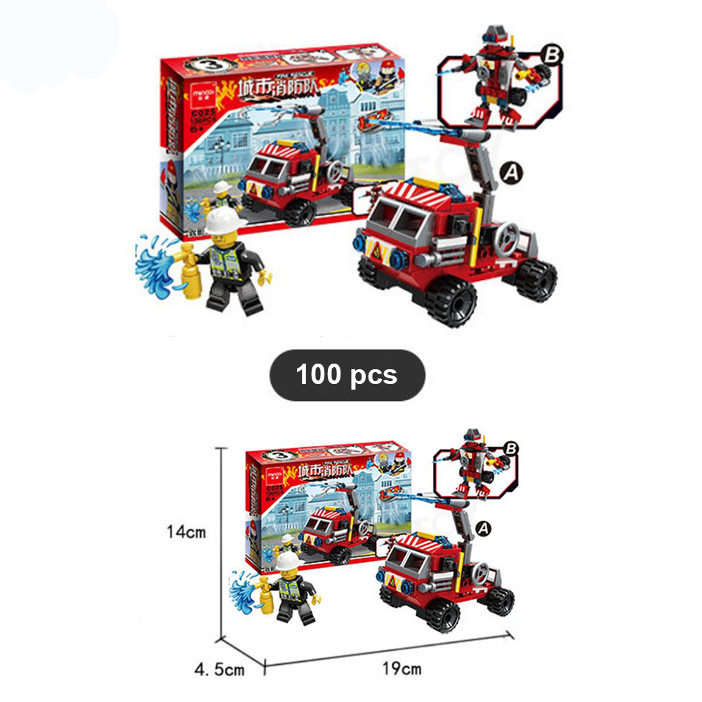 Đồ chơi lắp ráp mô hình toa xe cứu hỏa 8in1 loại lớn