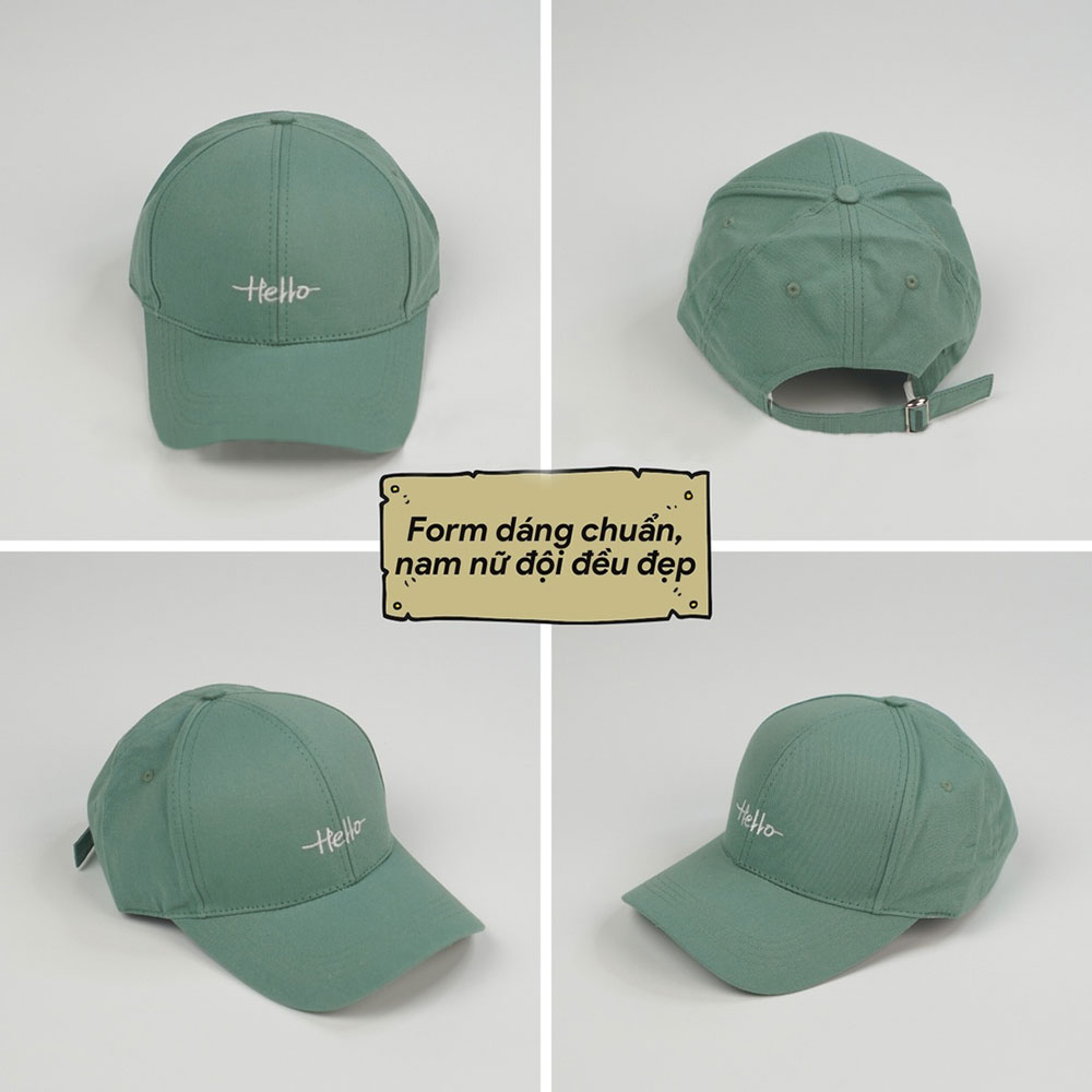 Mũ lưỡi trai - nón Ulzzang thêu chữ Hello unisex nam nữ chống nắng phong cách thời trang, cá tính