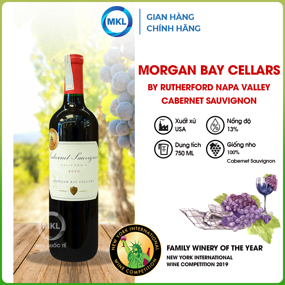 Rượu Vang Đỏ Morgan Bay by Rutherford Napa Valley Cabernet Sauvignon 750ml 12.5% - Mỹ - Hàng Chính Hãng