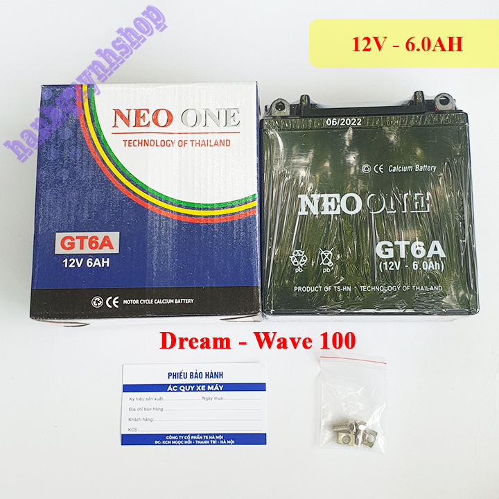 Ắc quy xe máy Dream Wave Lead Vision AB 12V 5.5A 6A 6.5A hãng NEO ONE