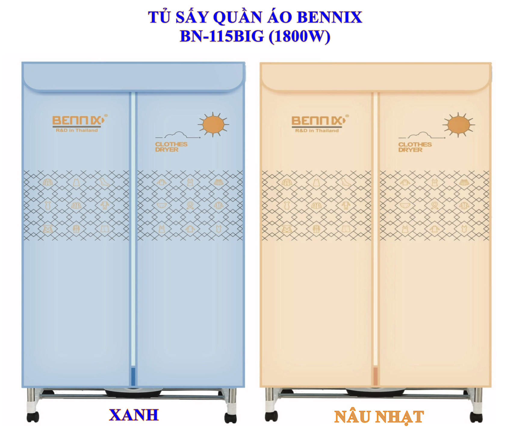 Tủ Sấy Quần Áo Bennix BN-115BIG -1800W (Màu Ngẫu Nhiên) - Hàng Chính Hãng