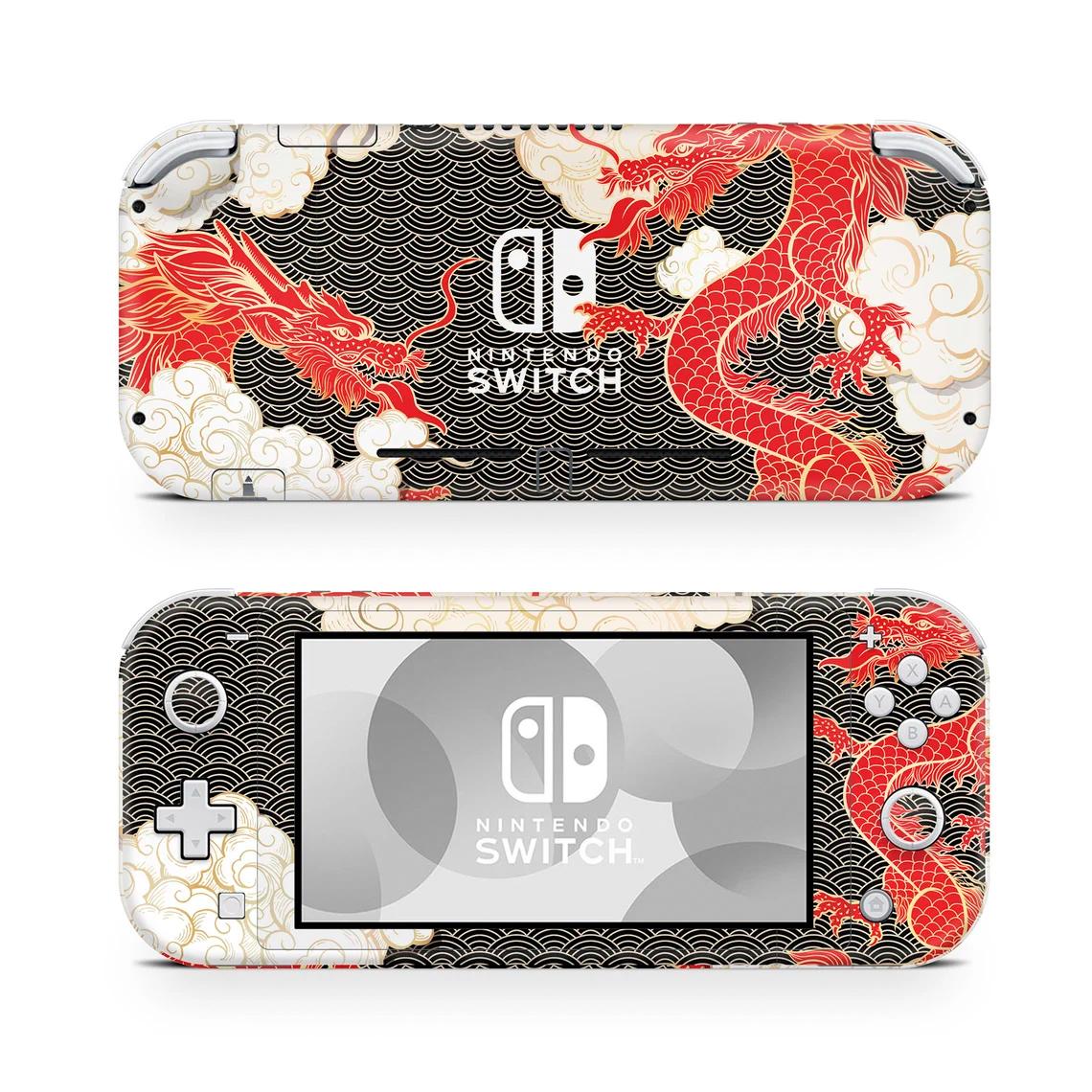 Skin decal dán Nintendo Switch Lite mẫu Rồng Châu Á (dễ dán, đã cắt sẵn)