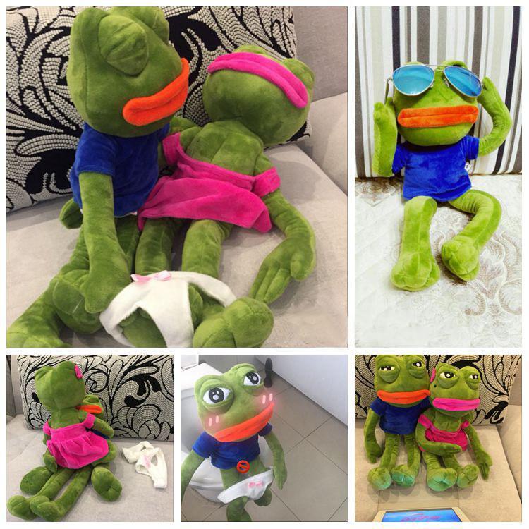 45cm Sad Frog Plush Toy Soft Stuffed Pillow Magic Expression Pepe The Sad Frog Animal Plush Doll - Móc khoá 12cm A