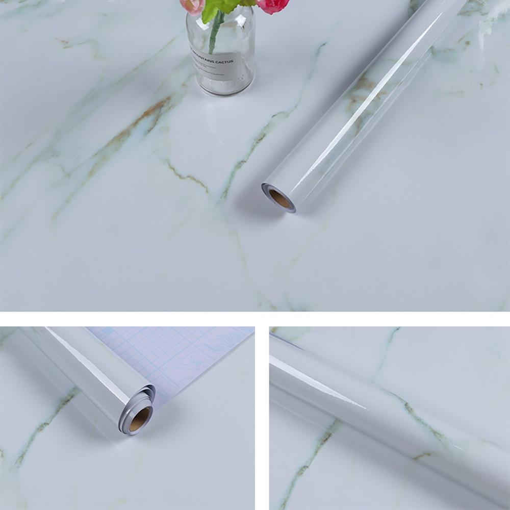 DECAL DÁN BẾP TRẮNG NHÔM ĐÁ MARBLE TRẮNG VÂN XANH