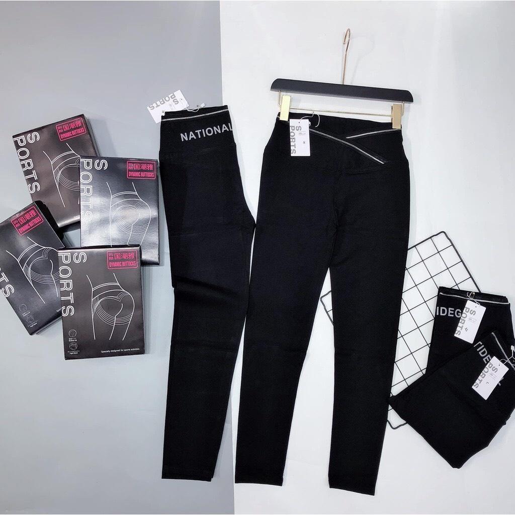 Quần Legging nữ cạp chéo gen bụng tôn dáng vải cotton co giãn MM9