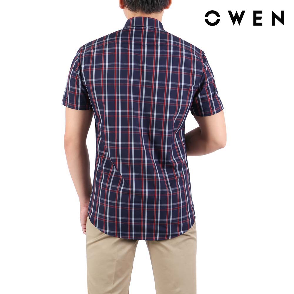 OWEN - Áo sơ mi nam ngắn tay form Regular Fit chất liệu Bạch đàn Kẻ caro nhỡ - AR22691NT