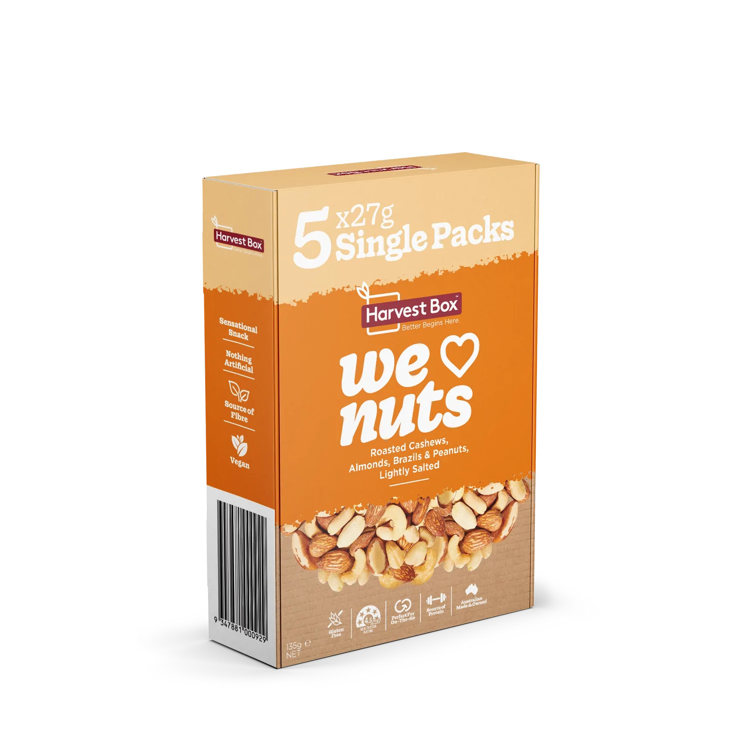 Hạt dinh dưỡng hạnh nhân, hạt điều sấy We Love Nuts Harvest Box hộp 135g