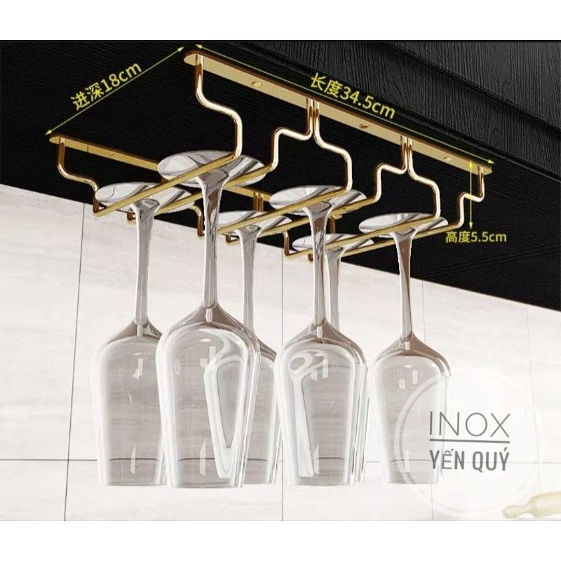 INOX 304 SÂU 18 CM GIÁ TREO LY 3/4/5/6/7 HÀNG MÀU VÀNG ĐỒNG