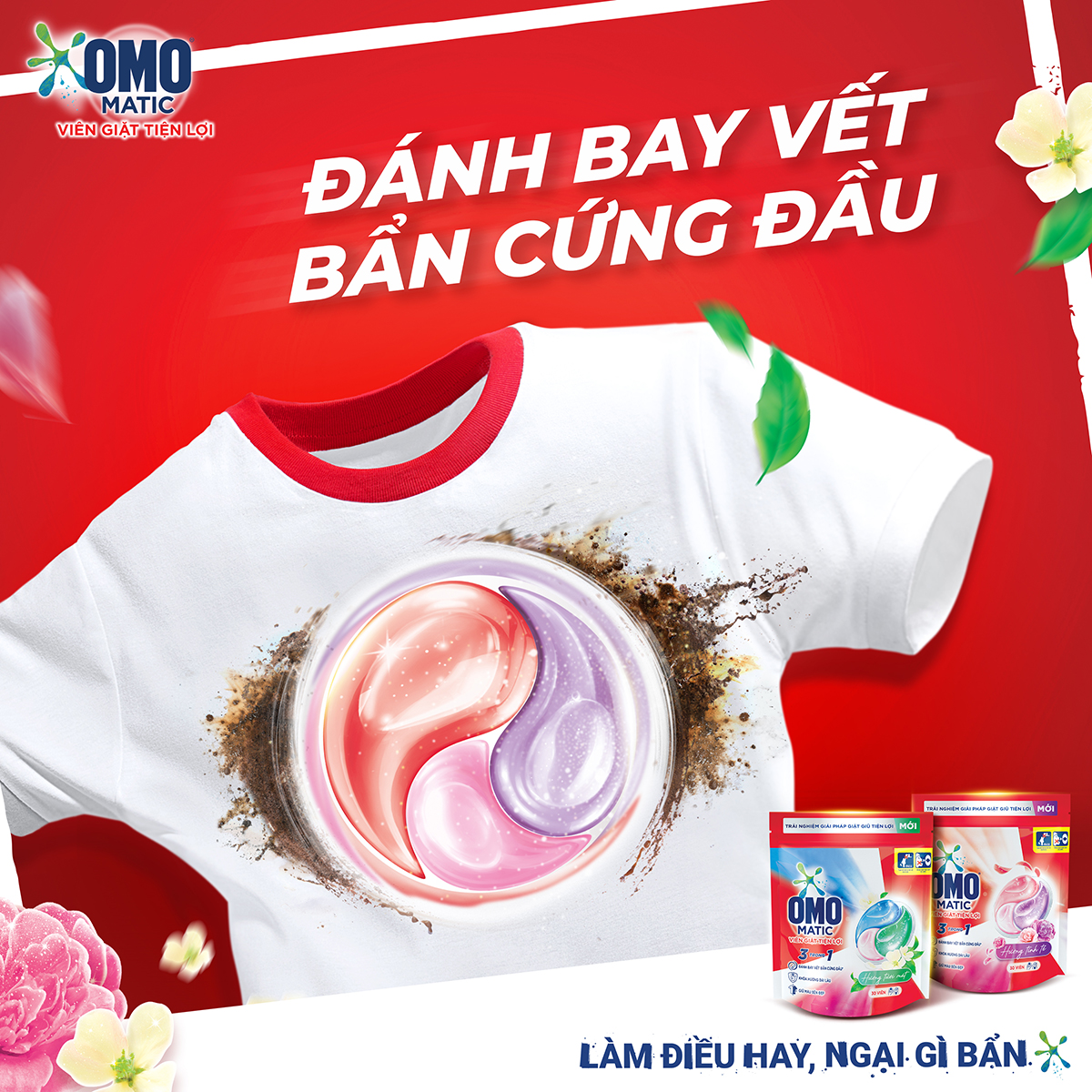 Combo 3 túi viên giặt tiện lợi OMO 3 trong 1 Hương tinh tế (30 viên/túi)