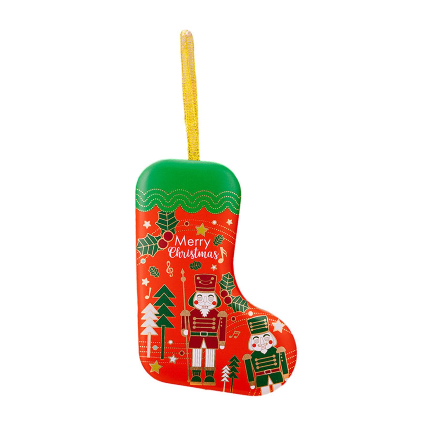 Christmas Tin Box Hanging Gift Box Unique Snack Container Cookie Tin Jar Treat Box for Christmas Tree Festival Party Supplies