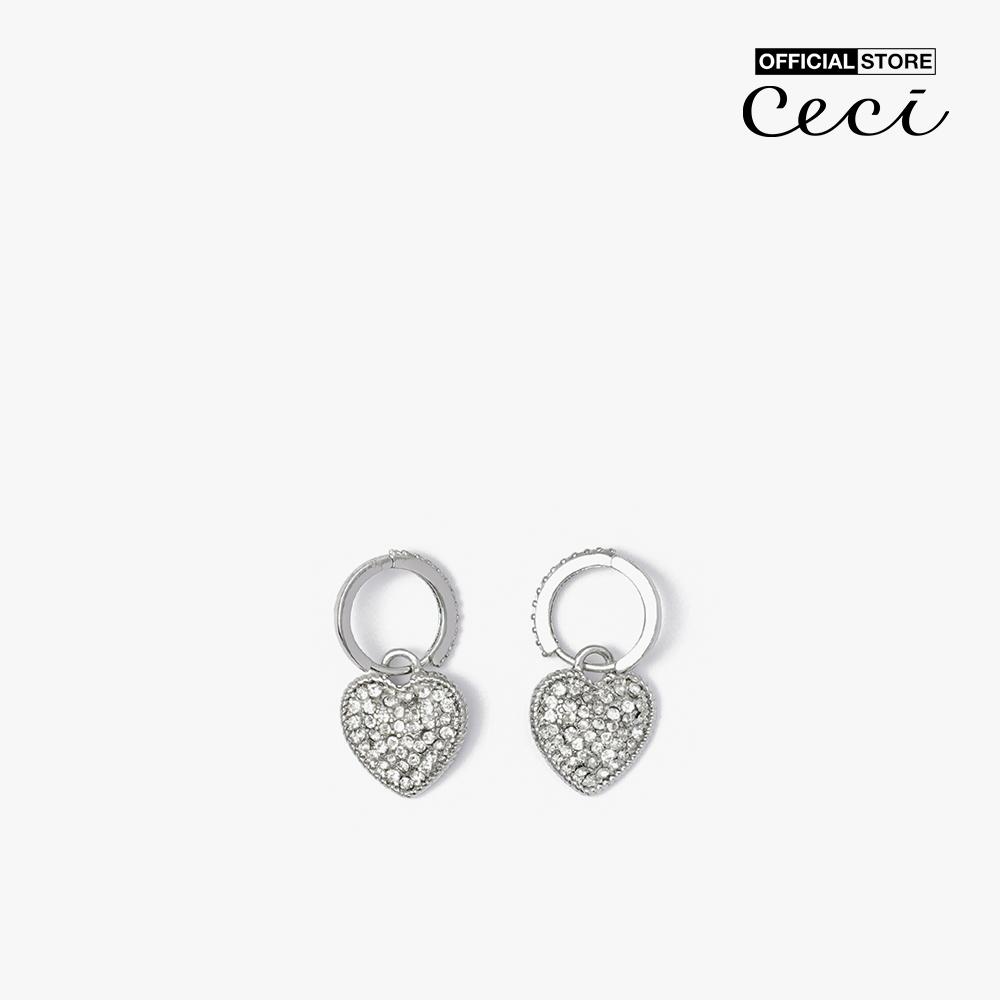 CECI - Khuyên tai nữ khoen tròn hình trái tim đính đá CC1-01000015-03